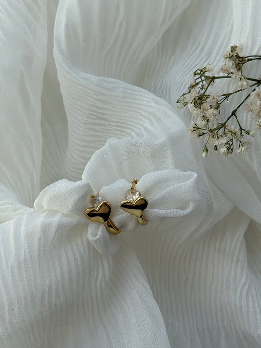 Goldene Hoops Heart Zirkonia Ohrringe Edelstahl - 11108