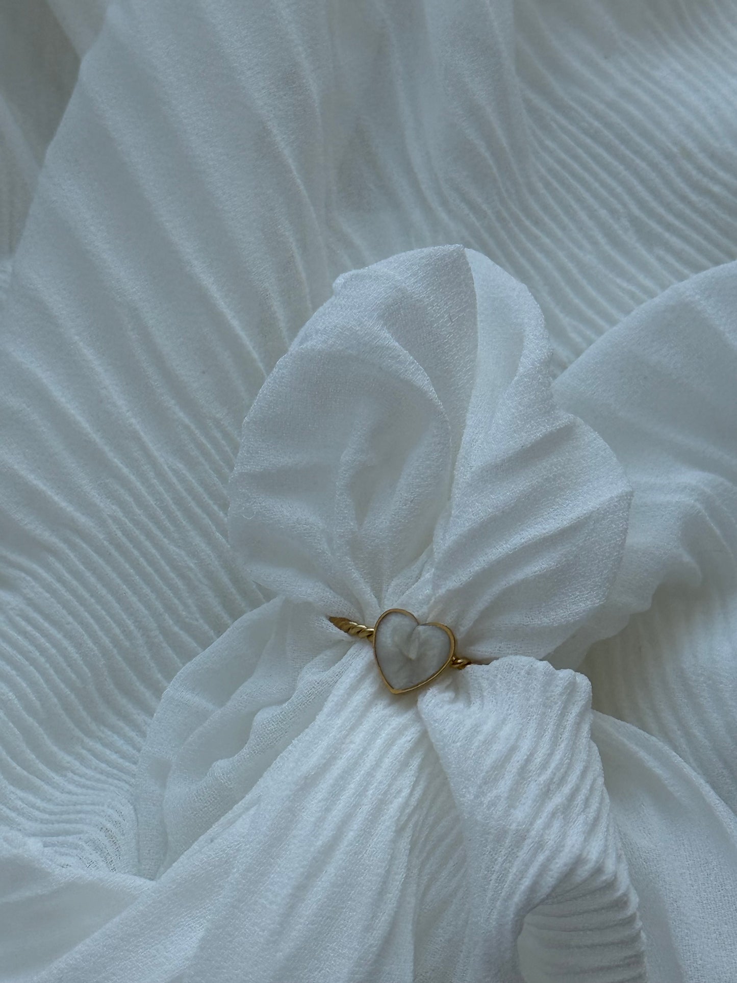 Edelstahl Ring Beige Heart - 11125