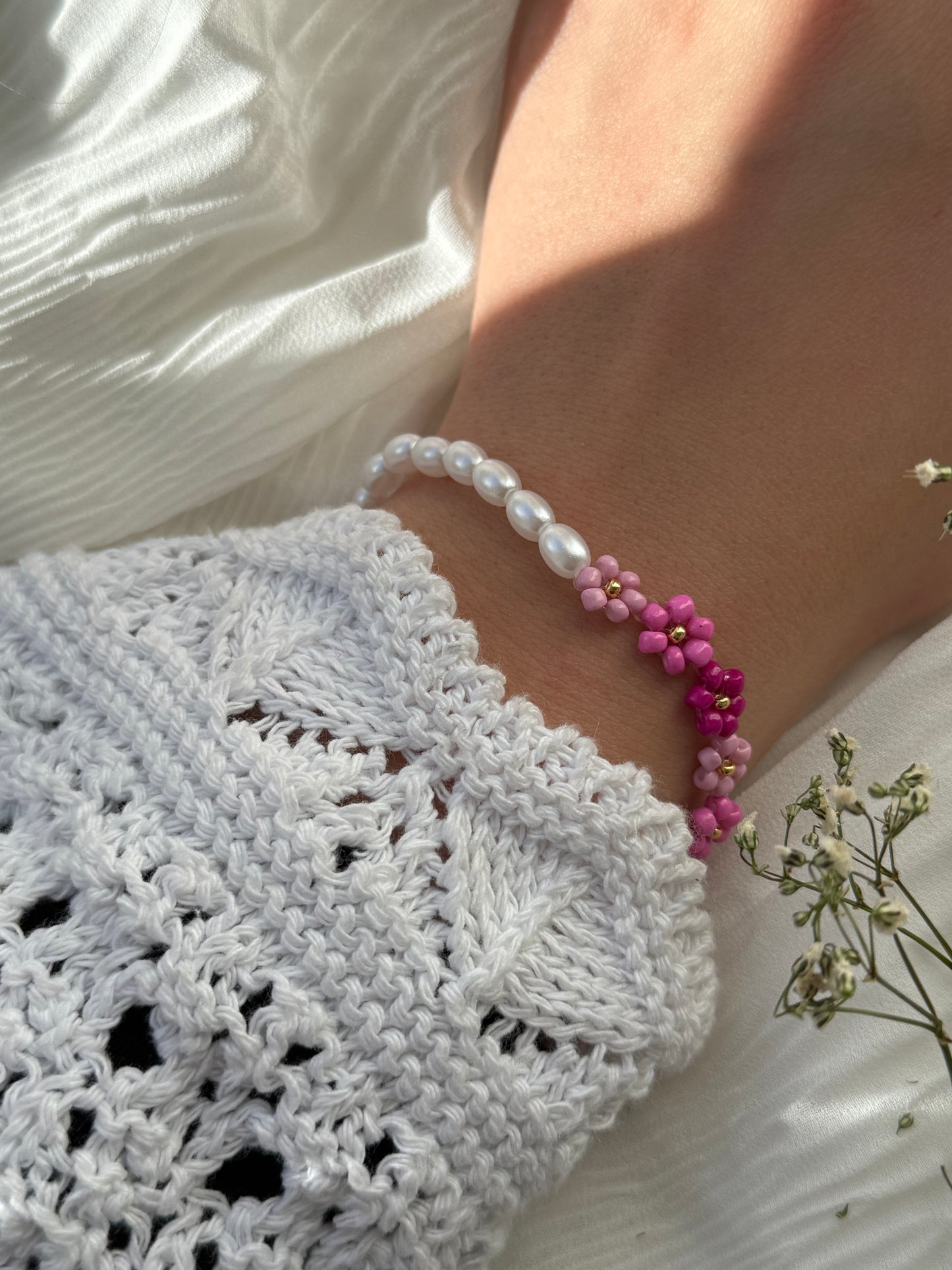 Perlenarmband Pink Flower - 2133