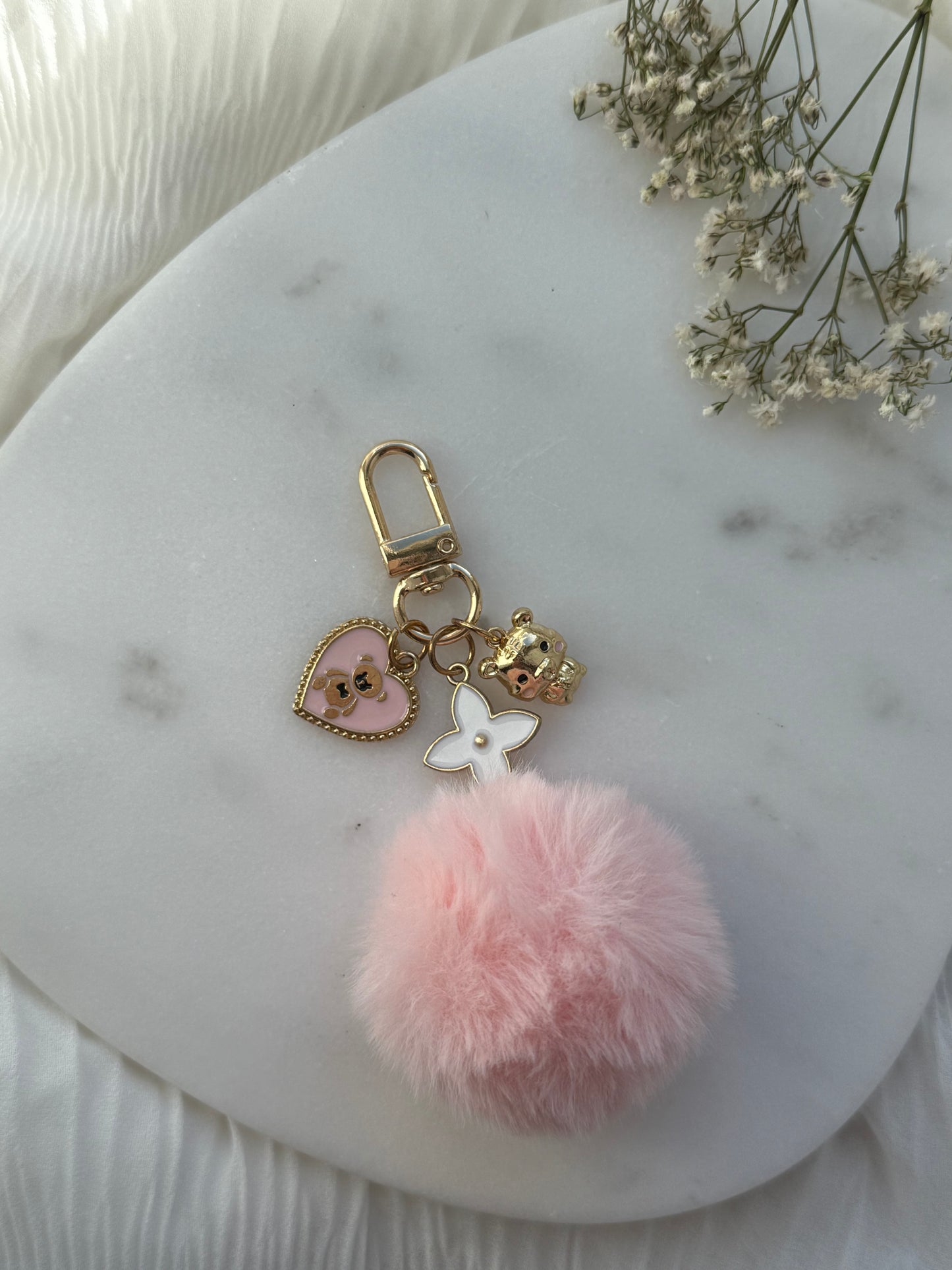 Schlüsselanhänger Rosa mit Charms - 11153
