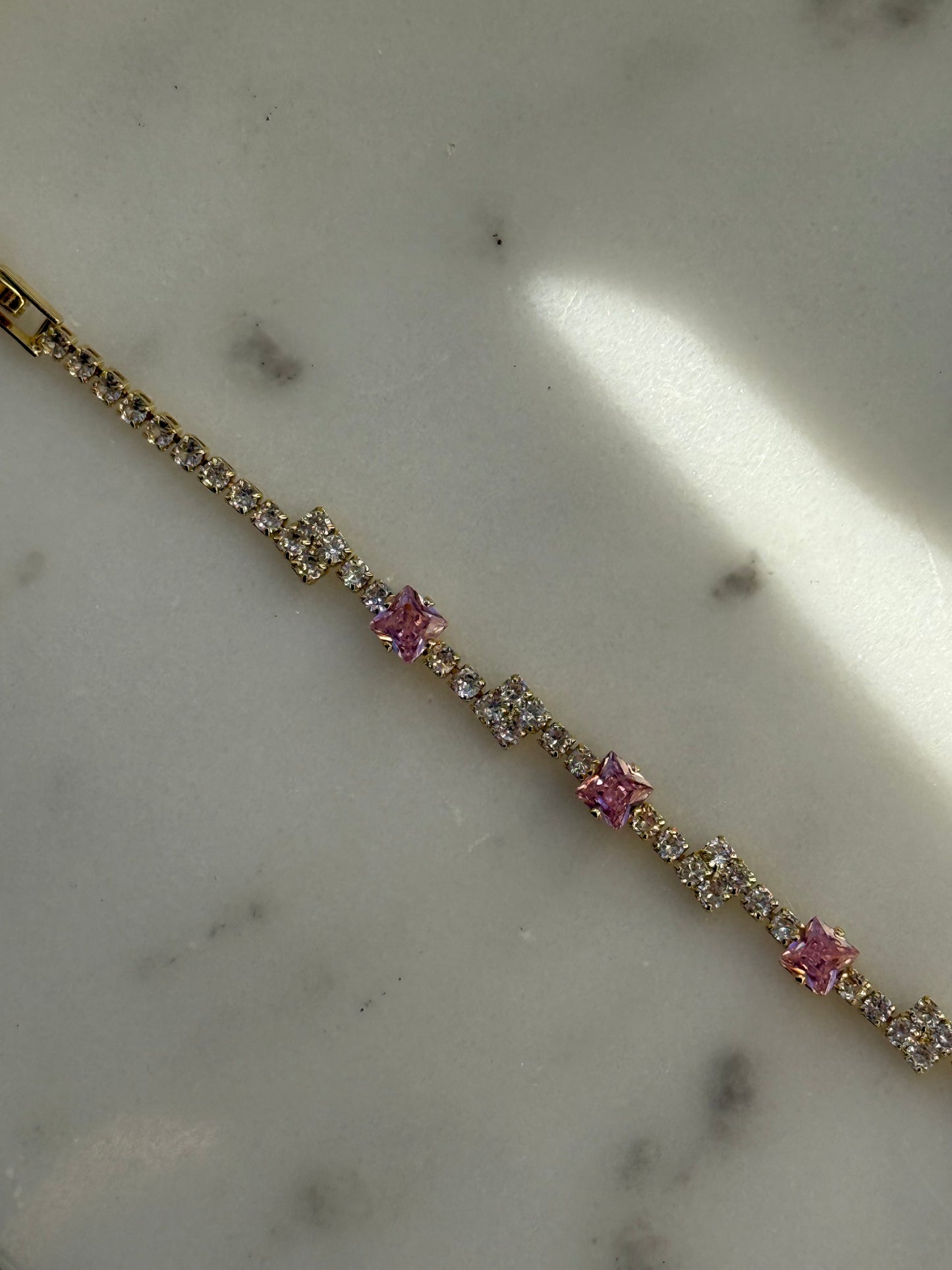 Edelstahl Armband Zirkonia Rosa - 11072