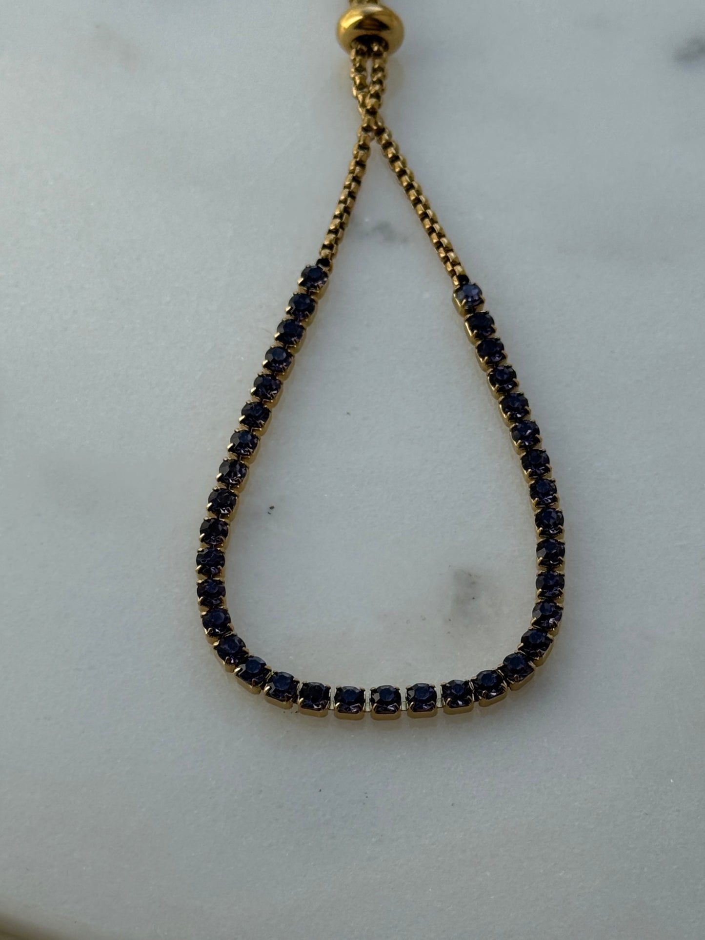 Goldenes Edelstahl Zirkonia Armband Lila - 11103