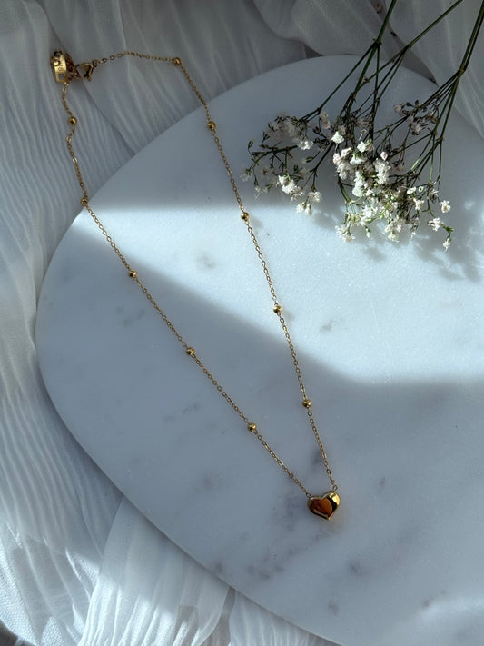 Halskette Edelstahl Golden Heart - 11038