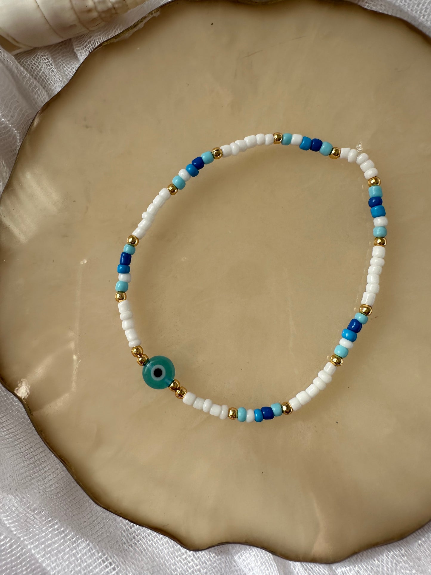 Buntes Perlenarmband mit Hellblauen Tönen und Nazar - 10423
