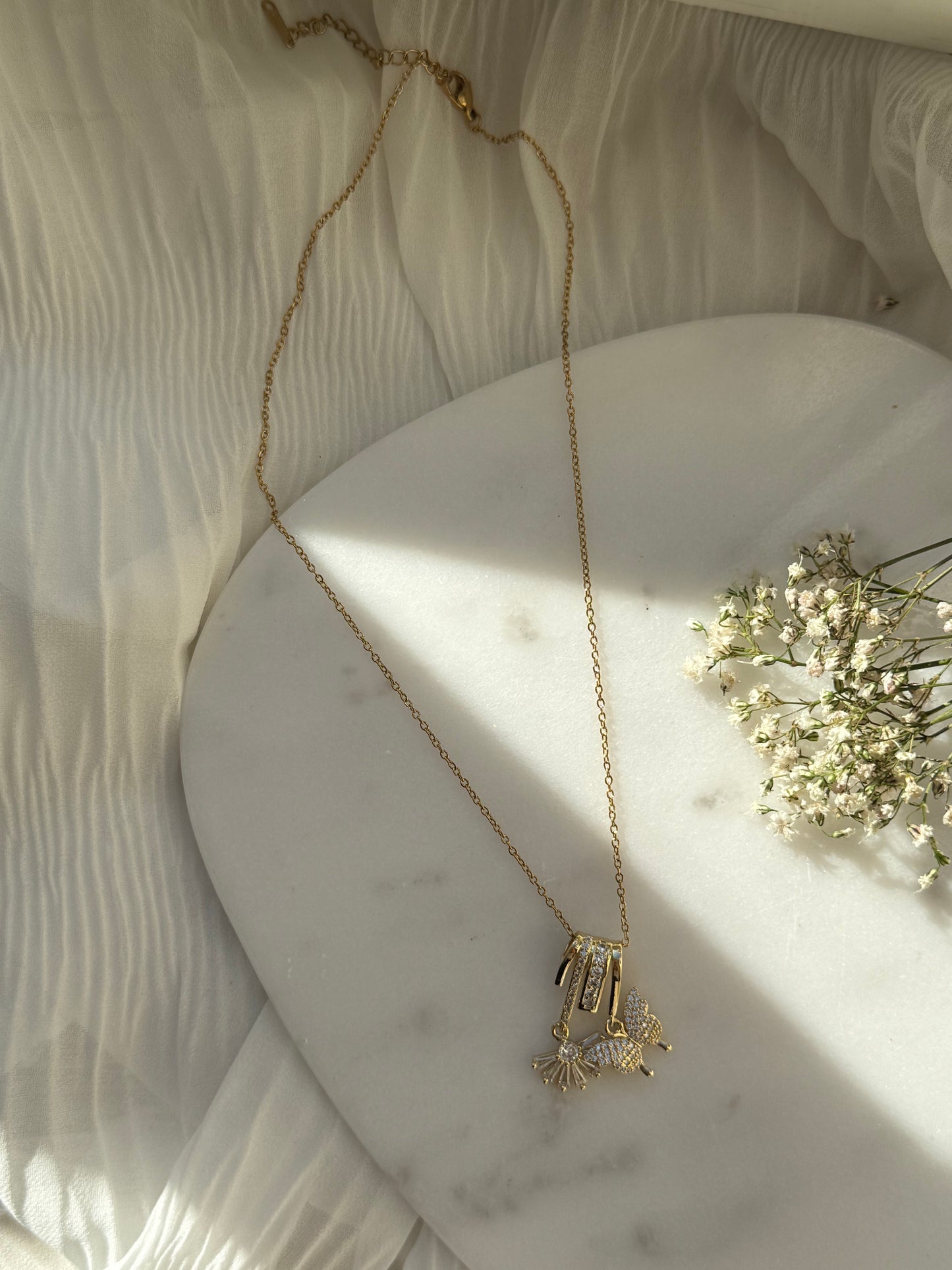 Charms Edelstahl Halskette Butterfly - 11059