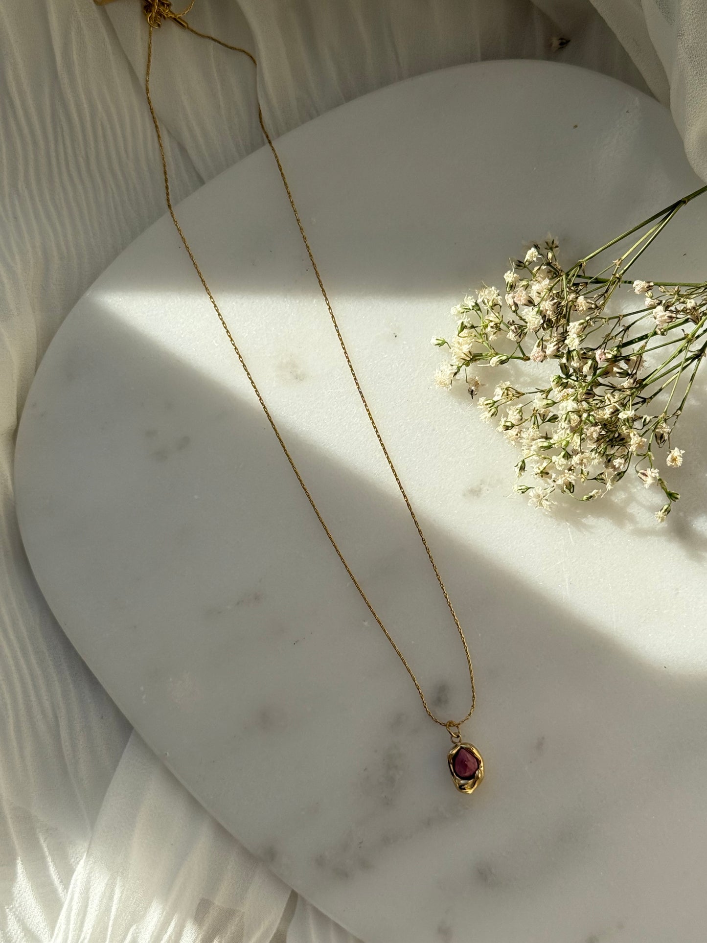 Halskette Edelstahl mit Stein Anhänger - 11047