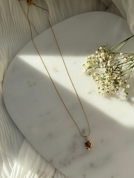 Halskette Edelstahl mit Stein Anhänger - 11047