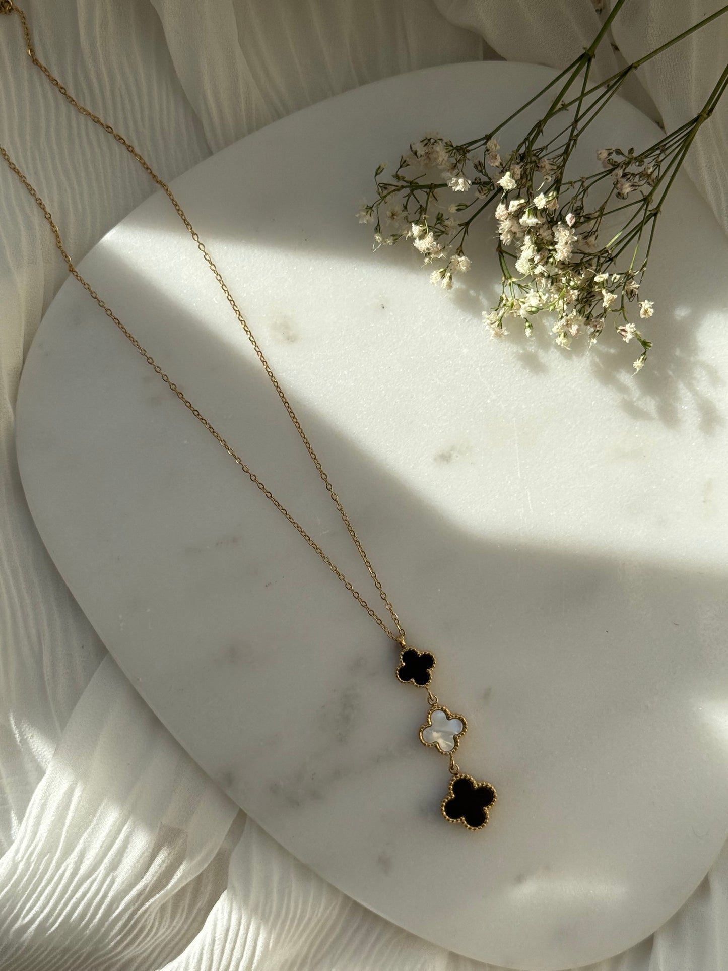 Halskette Edelstahl Clover Trio - 11035