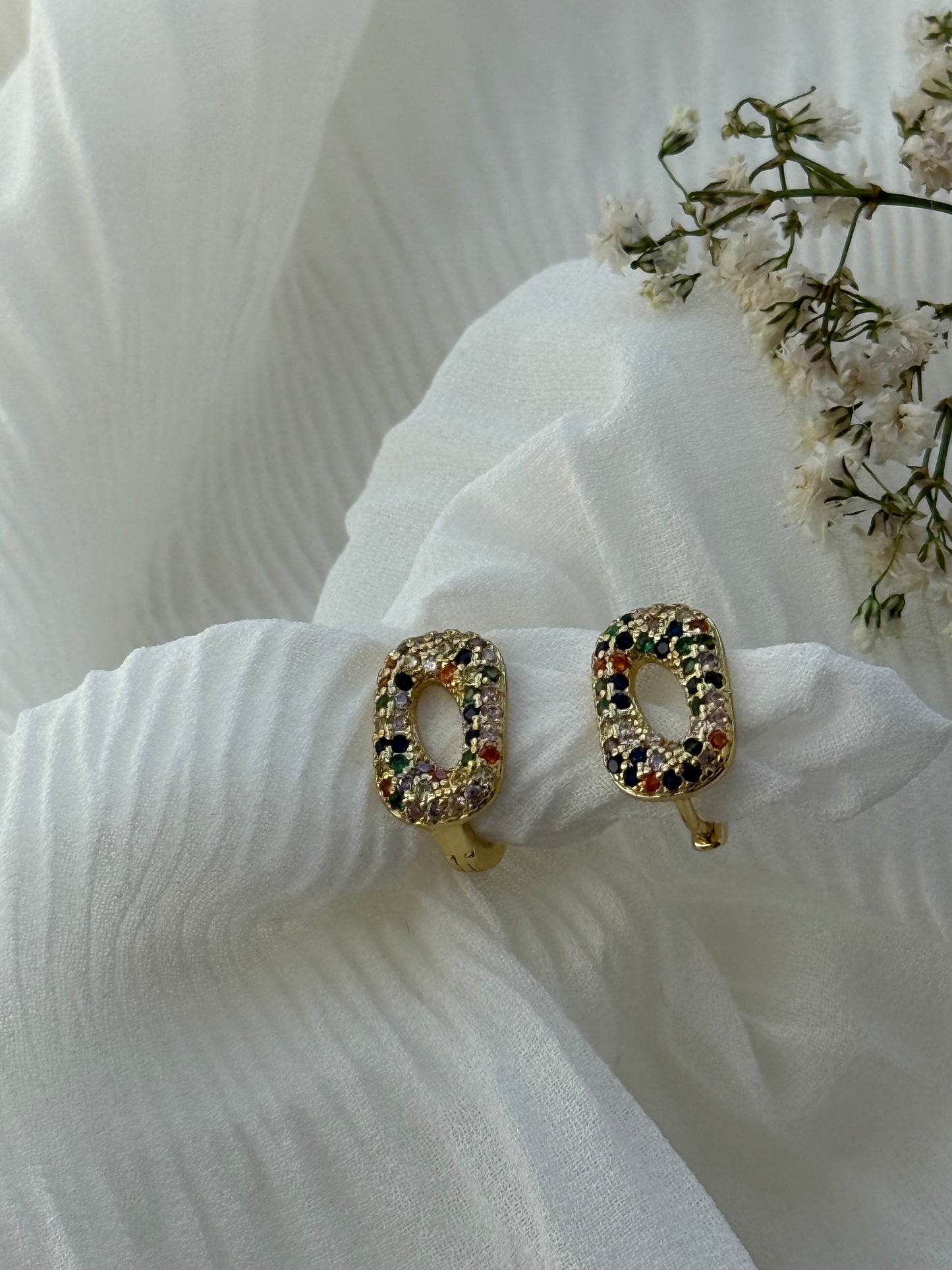 Goldene Bunte Zirkonia Ohrringe - 11119