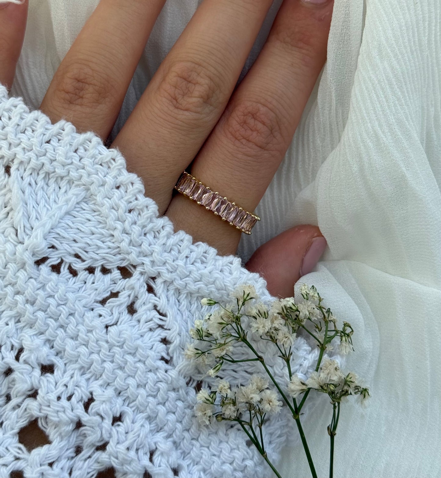 Edelstahl Ring Rosa Zirkonia - 11129