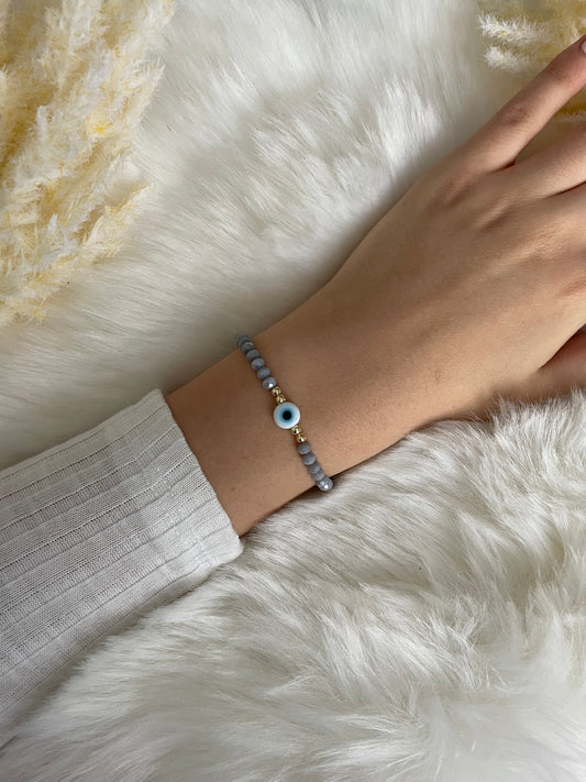 Perlenarmband Grau mit Nazar - 10432