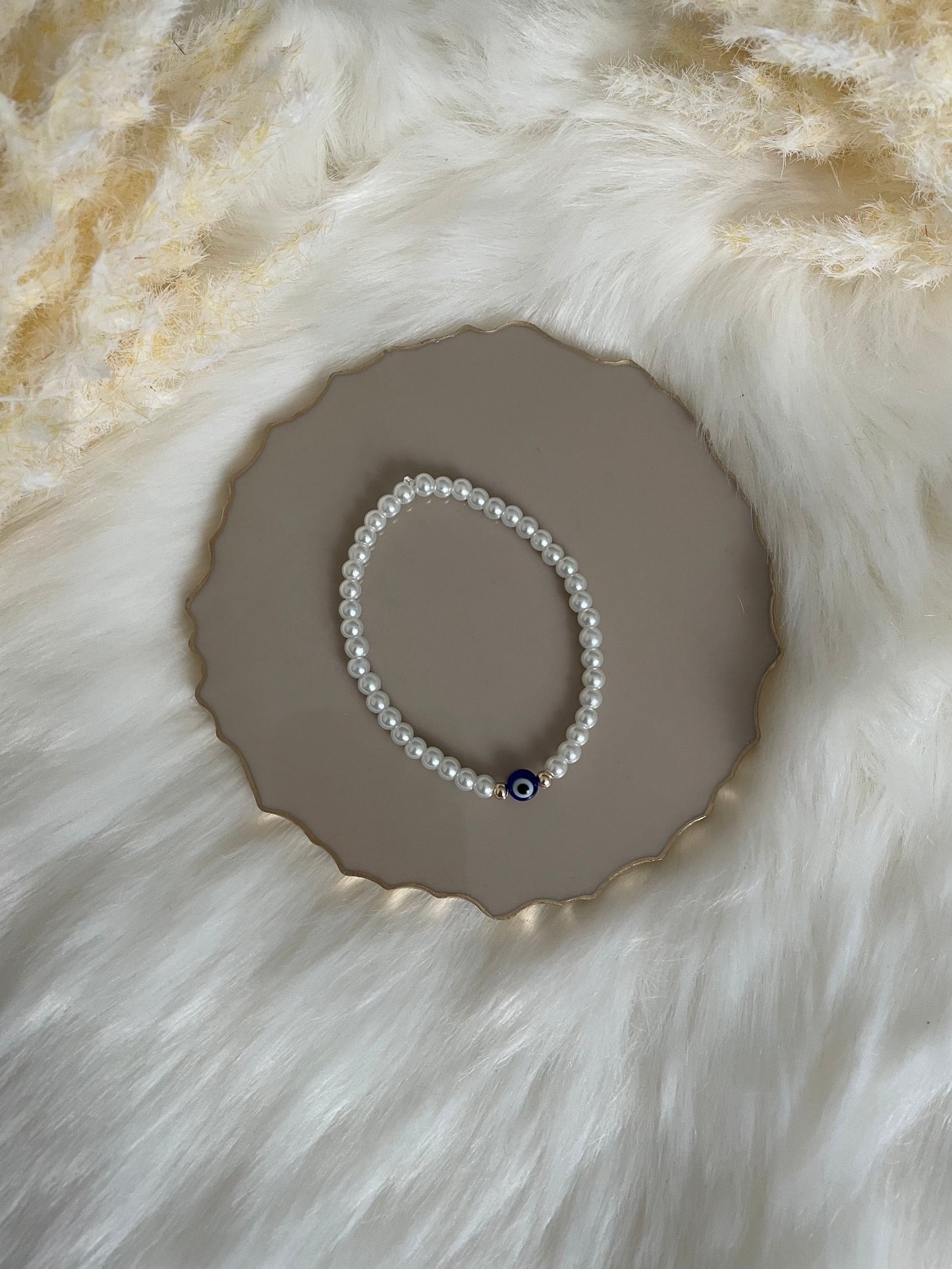 Perlenarmband weiß mit Nazar - 10409