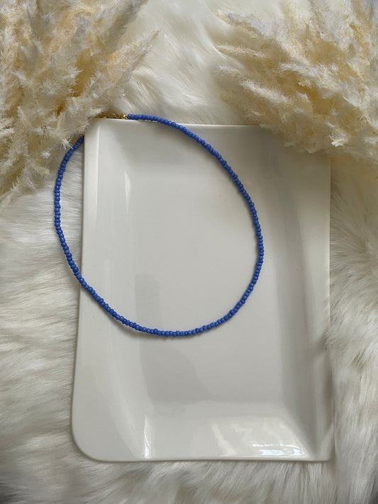 Perlenkette chocker Perlen blau - 10147