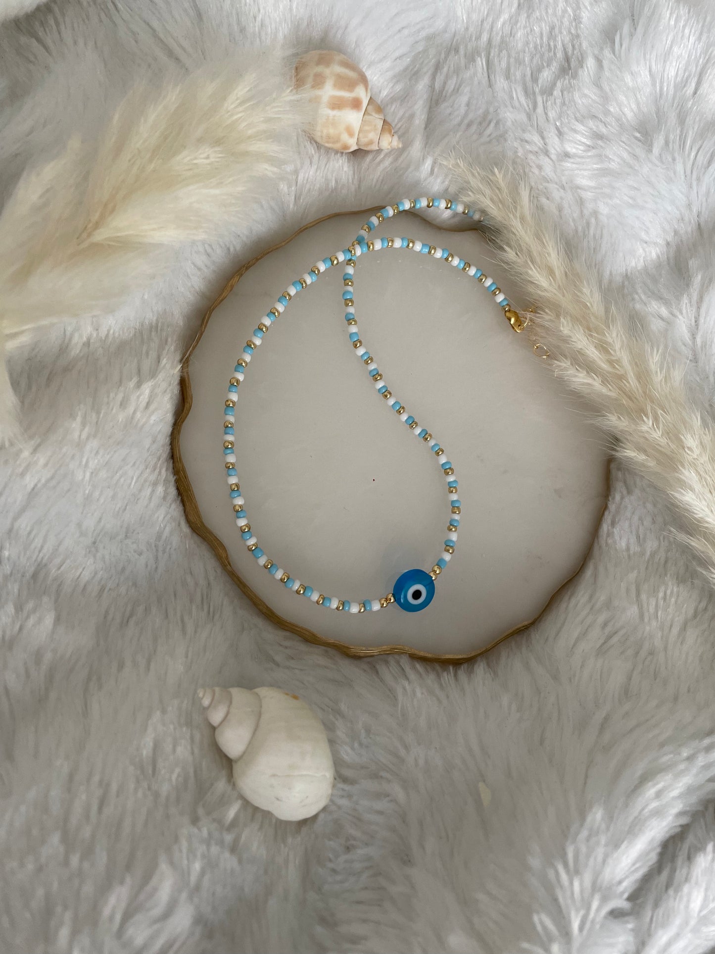 Perlenkette chocker bunt mit Nazar - 10175