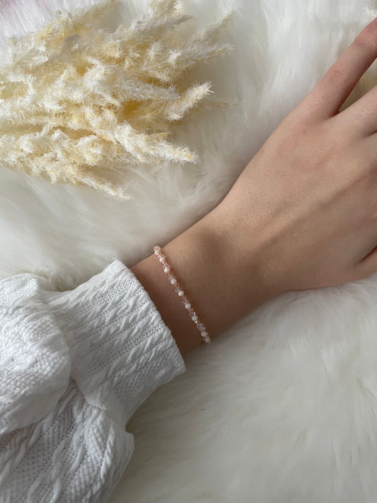 Perlenarmband rose / beige - 10431