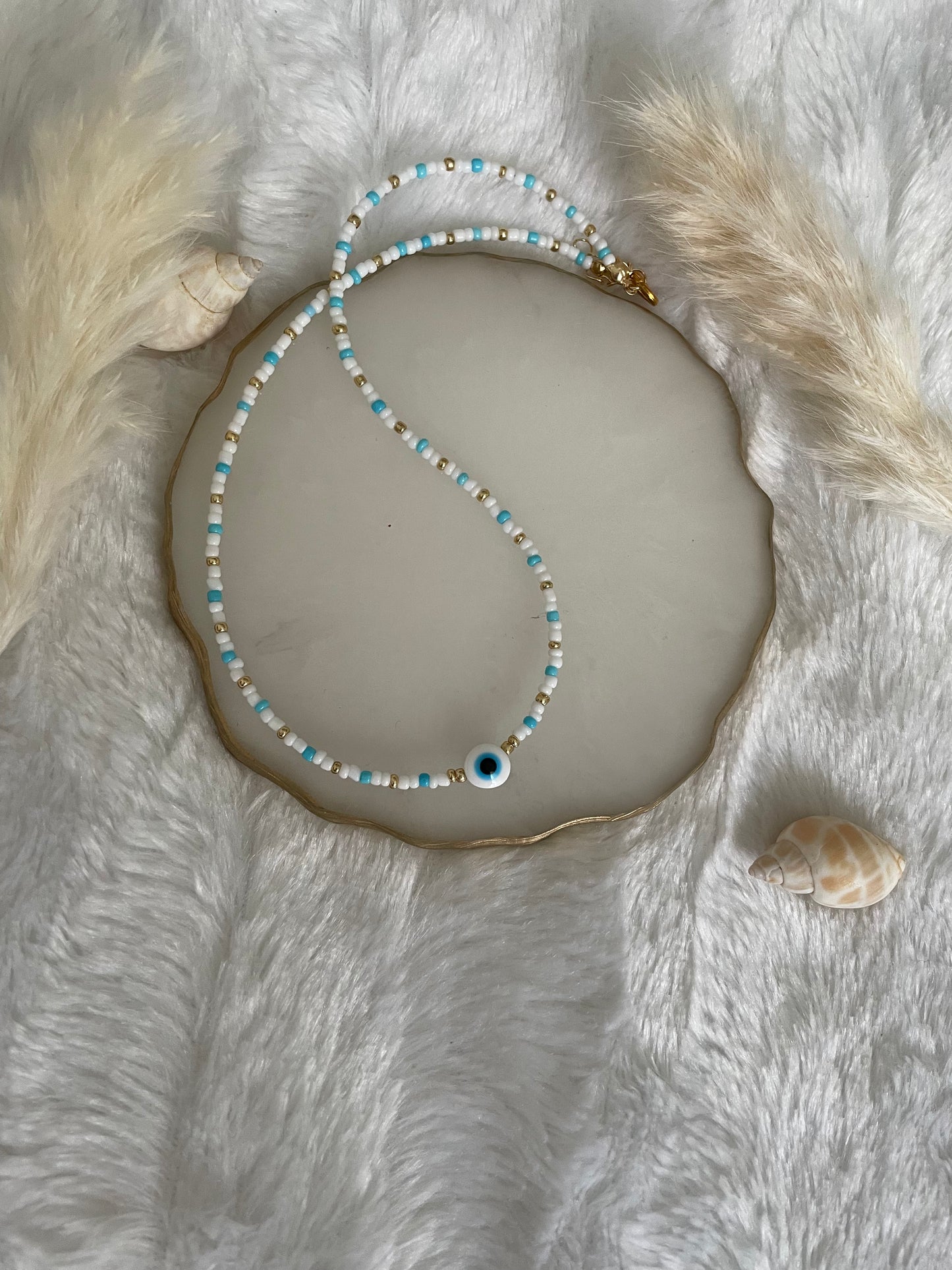 Perlenkette chocker bunt mit Nazar - 10205