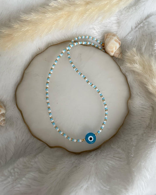 Perlenkette chocker bunt mit Nazar - 10175